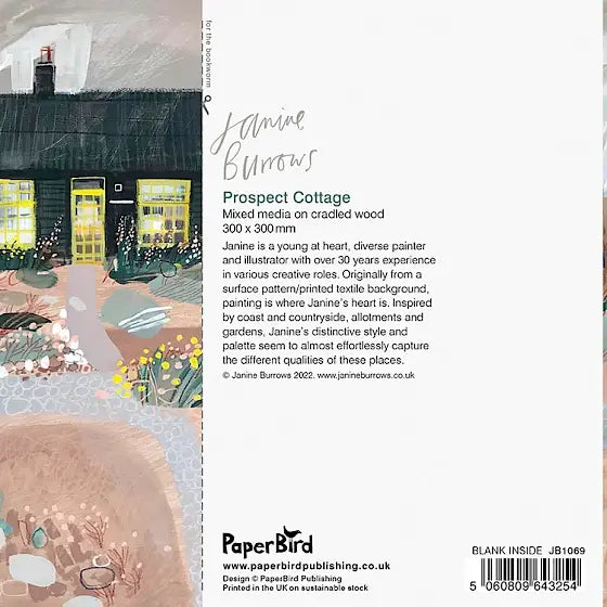 Prospect Cottage greetings card by Janine Burrows