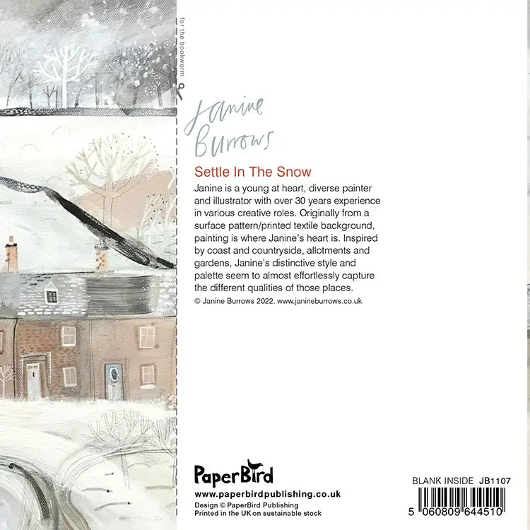 Settle in the snow greetings card by Janine Burrows