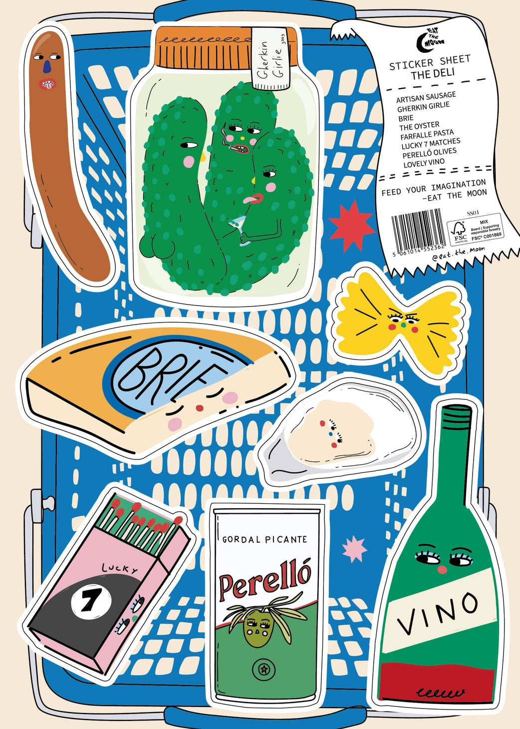 Eat the Moon A5 Sticker sheet - Deli Junk Journal sticker sheets