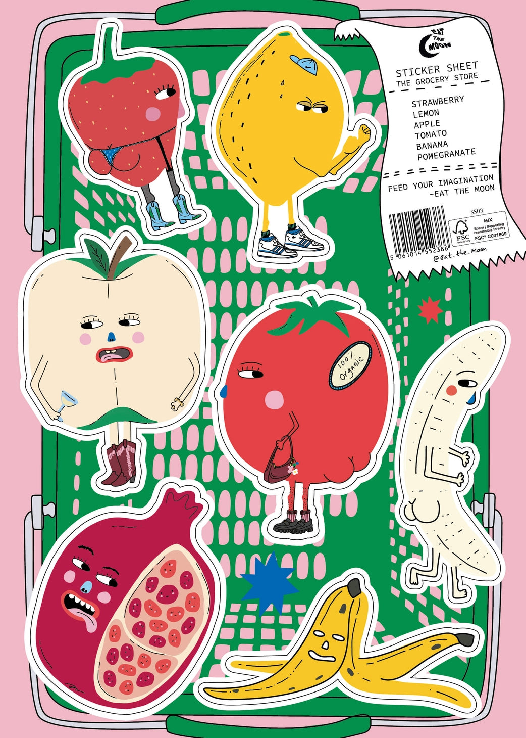 Eat the Moon A5 Sticker sheet - Grocery store sticker sheet