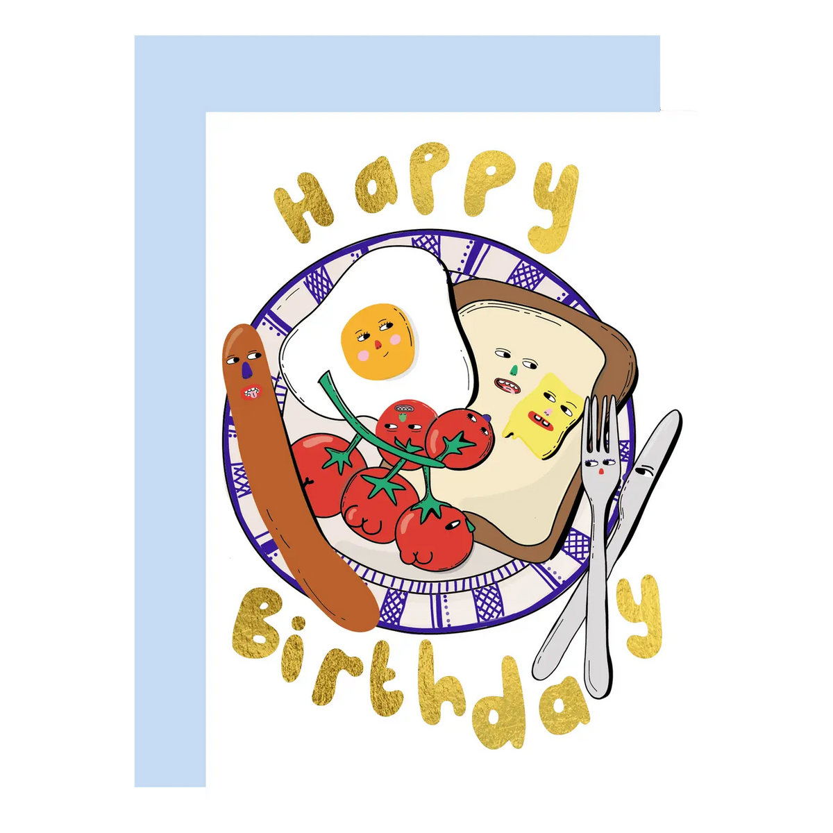 Eat the Moon Birthday foodie Gold foil greetings card