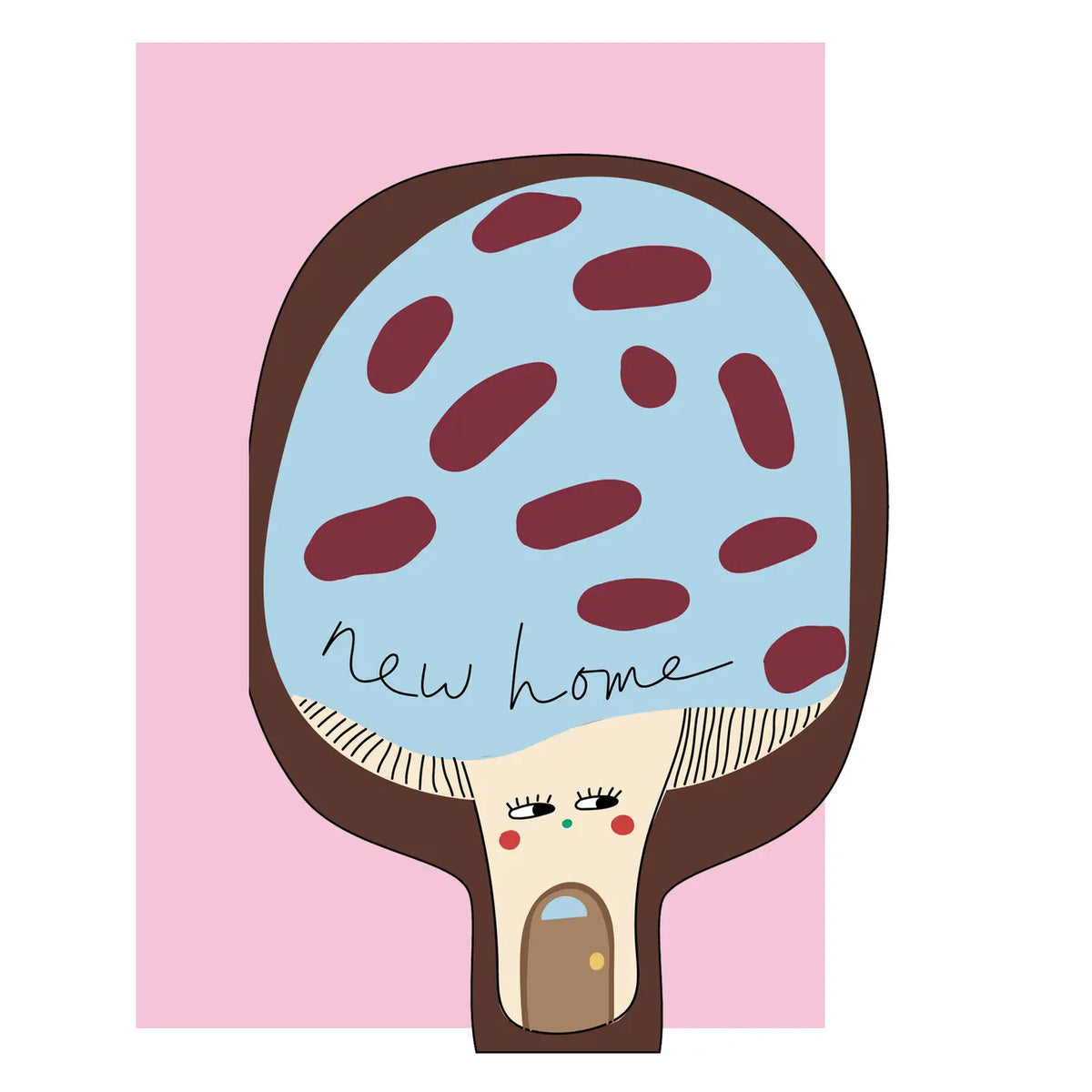 Eat the Moon Hey Mushroom die cut greetings card