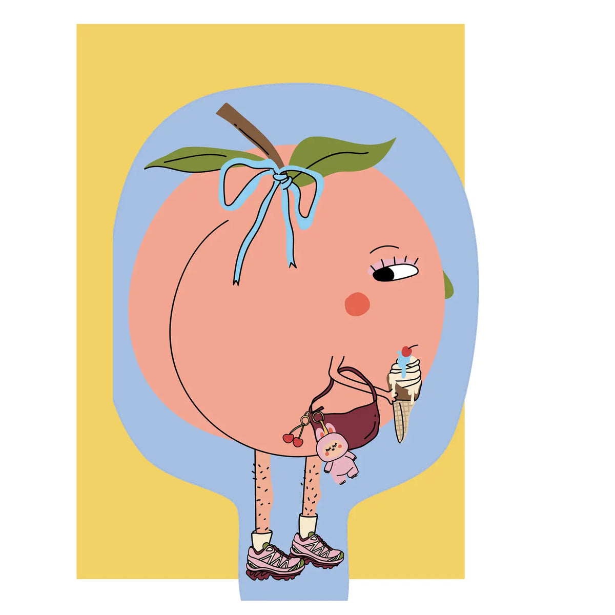 Eat the Moon Hey Peach die cut greetings card