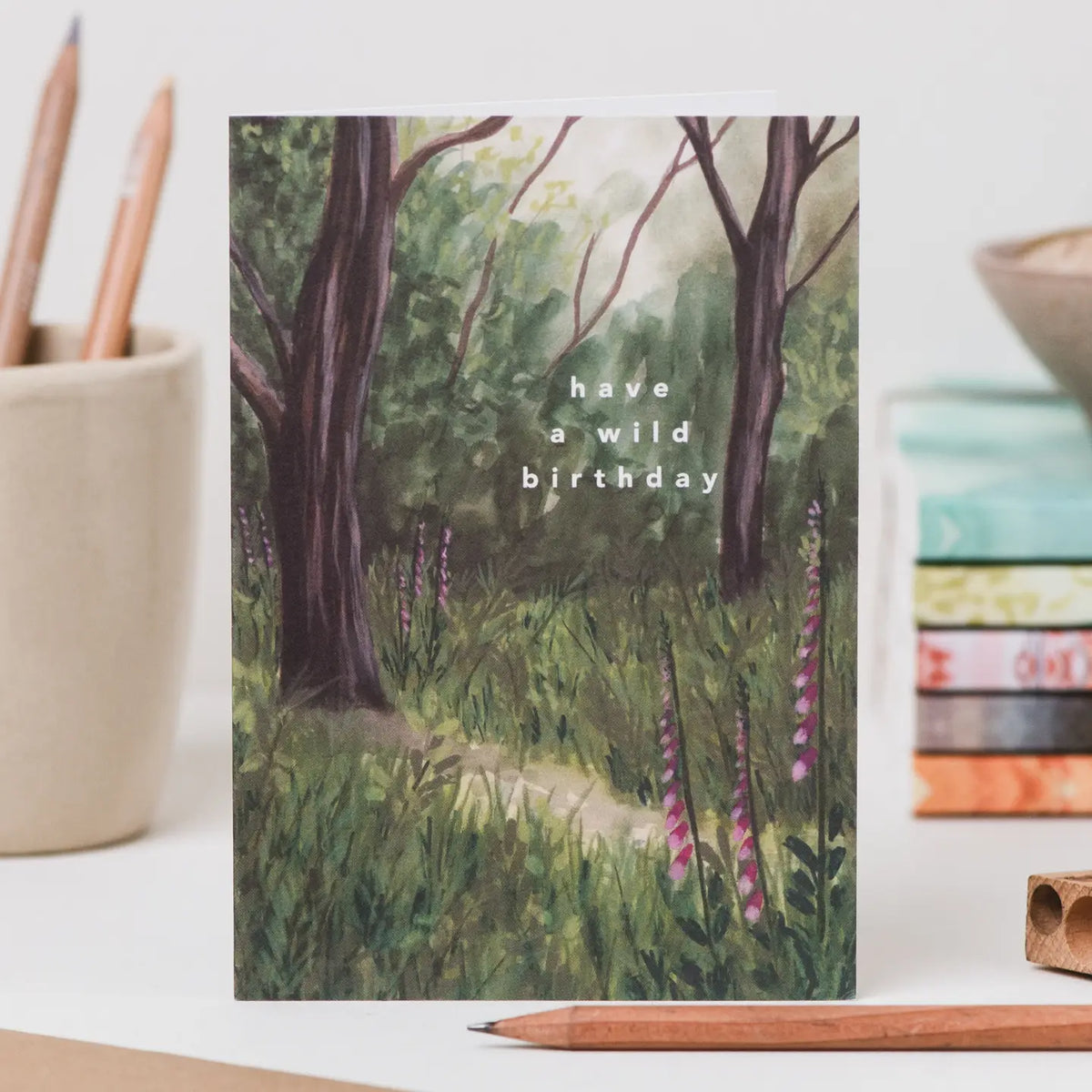 Joy Jen greeting card Have a wild Birthday - foxglove woodland card