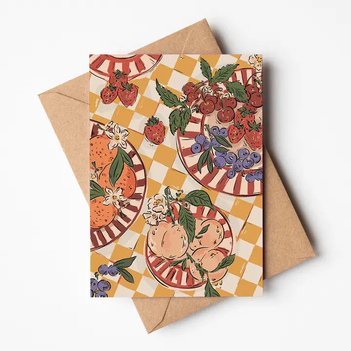 Fruity platters greetings card by Jenna Crush