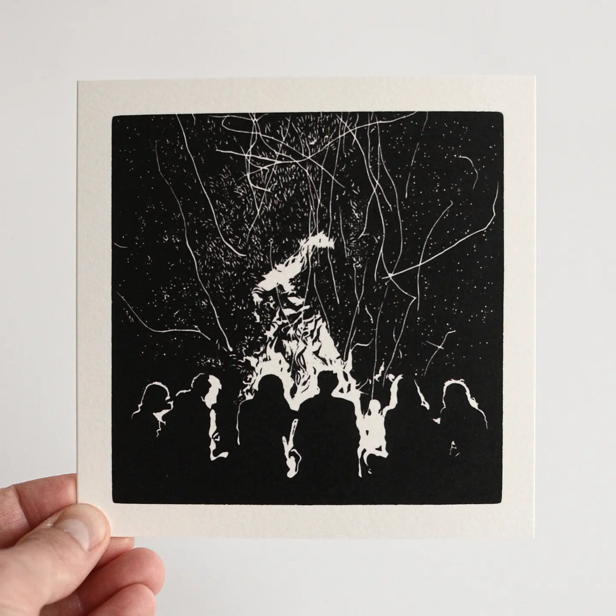 Fireside stories greedtings card by Like Holcombe