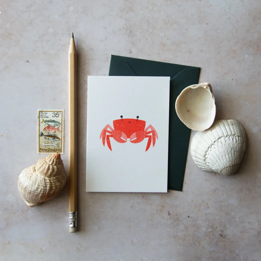 Bobbie Print risoprint mini greetings card - crab