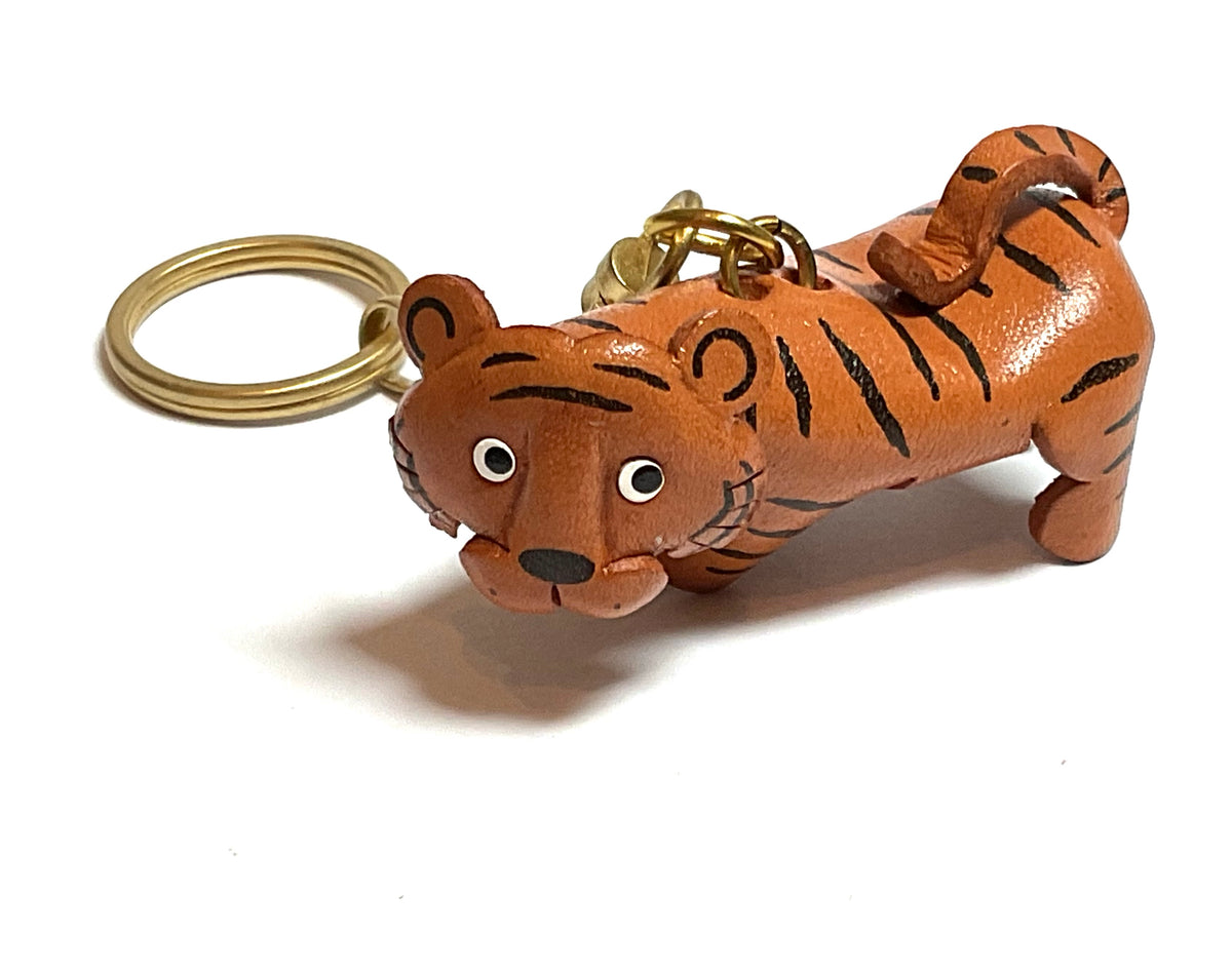 Japanese Handmade Leather keychain - tiger