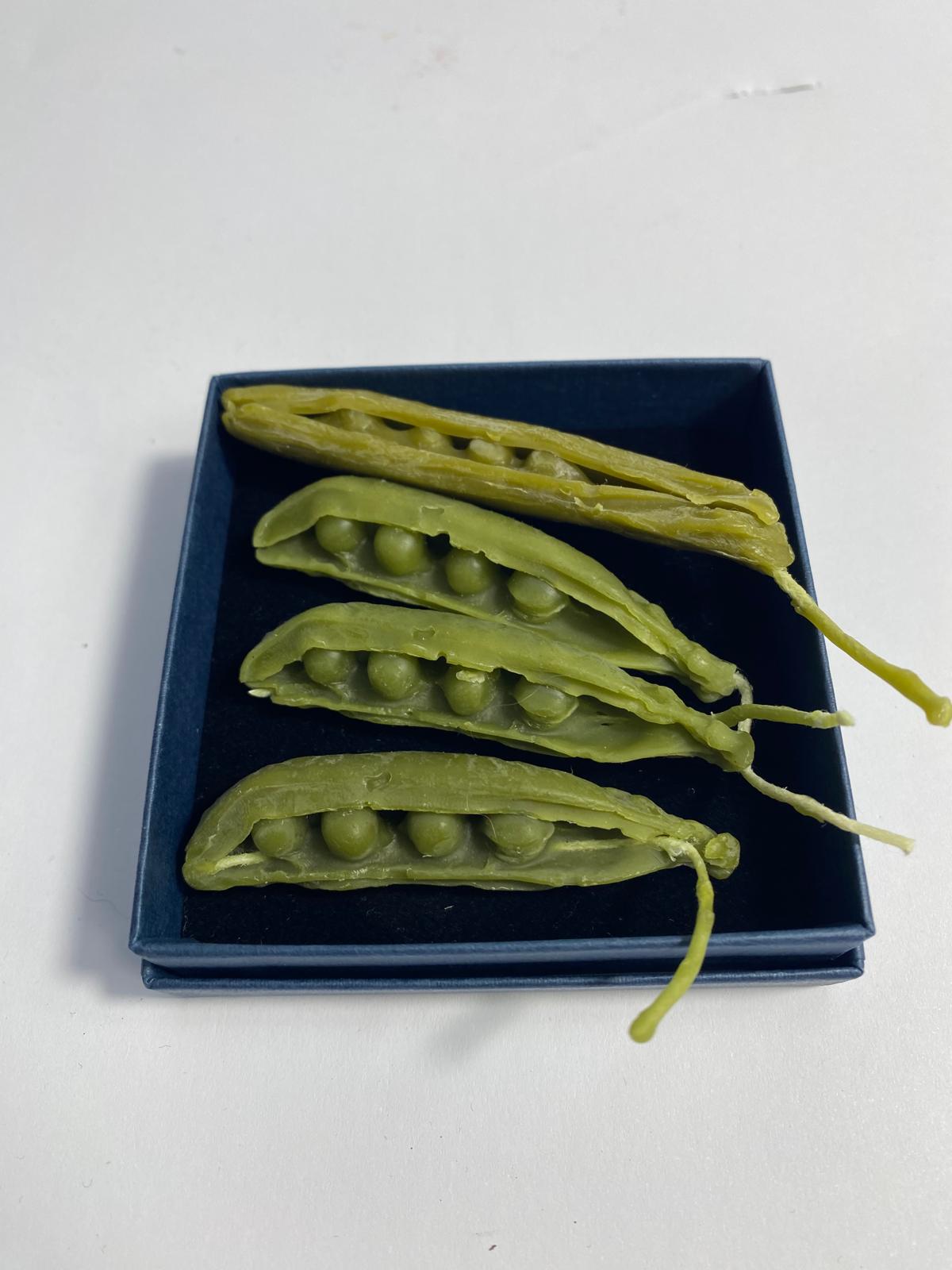 Handmade beeswax peas in pod candle