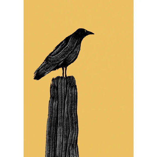 Evening perch  greetings card by Una Joy