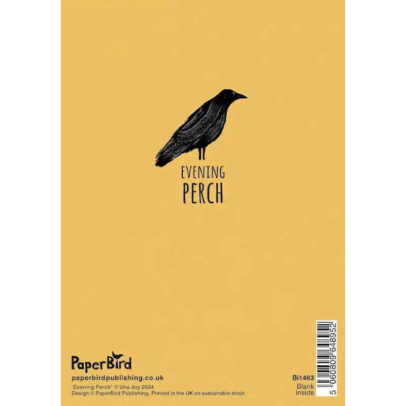 Evening perch  greetings card by Una Joy