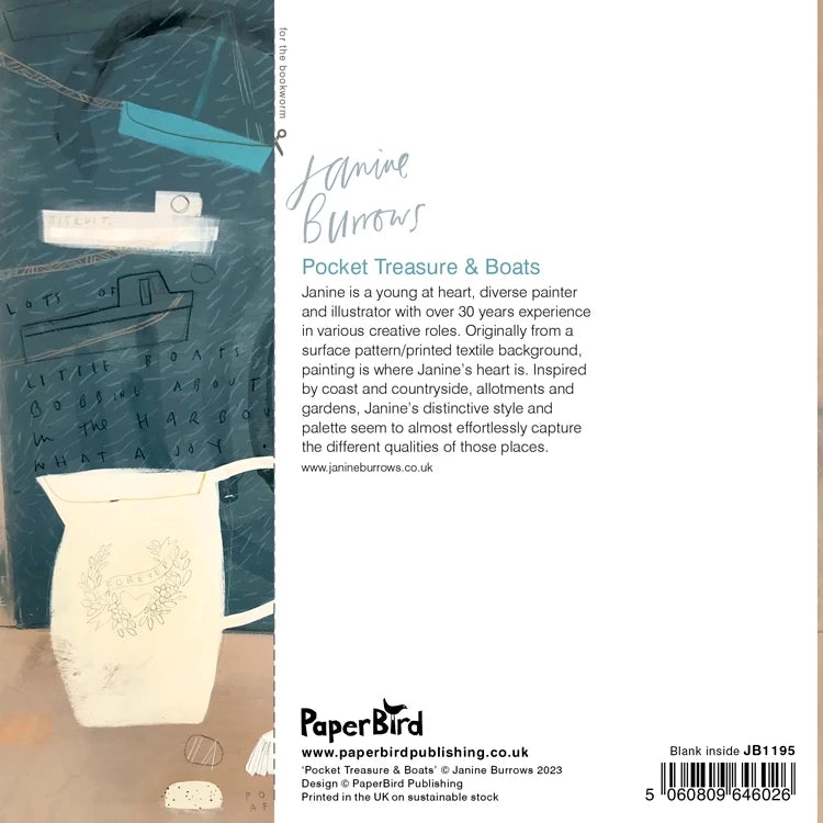 Pocket treasure and boats  greetings card by Janine Burrows