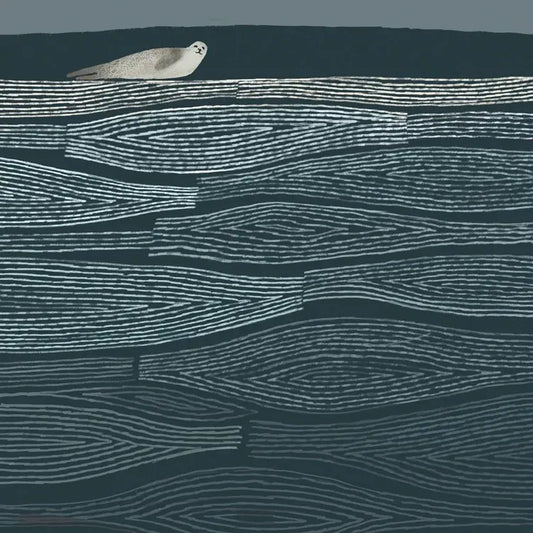 Seal in a sandbank by Tjitske Kamphuis greetings card