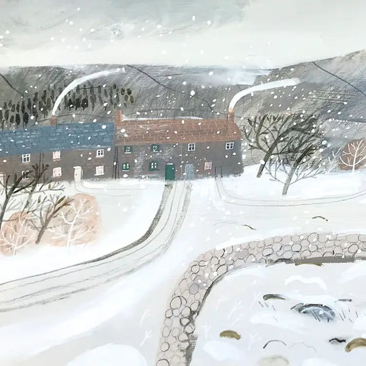 Snow hills  greetings card by Janine Burrows