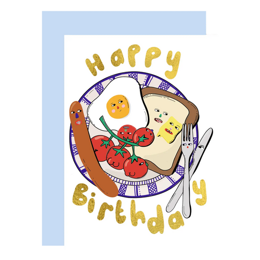 Eat the Moon Birthday foodie Gold foil  greetings card