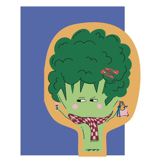 Eat the Moon Hey Broccoli  die cut   greetings card