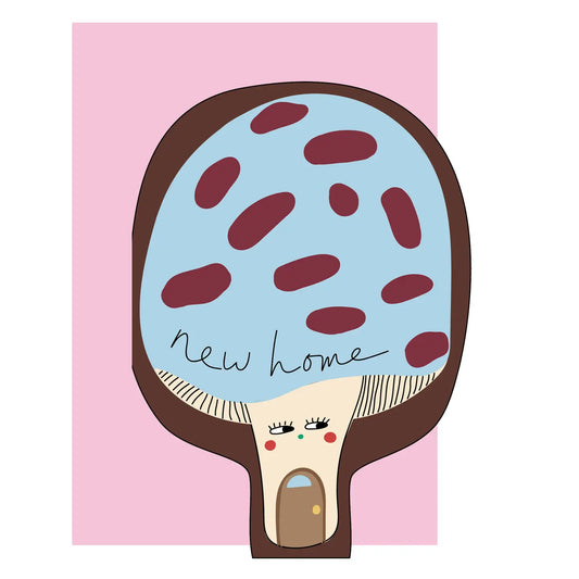 Eat the Moon Hey Mushroom  die cut   greetings card