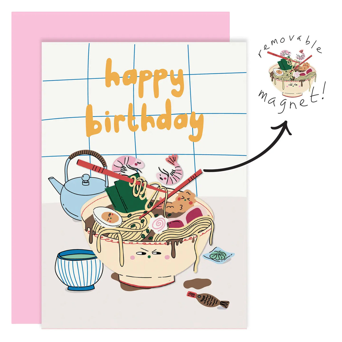 Eat the Moon magnet keepsake greetings card Ramen
