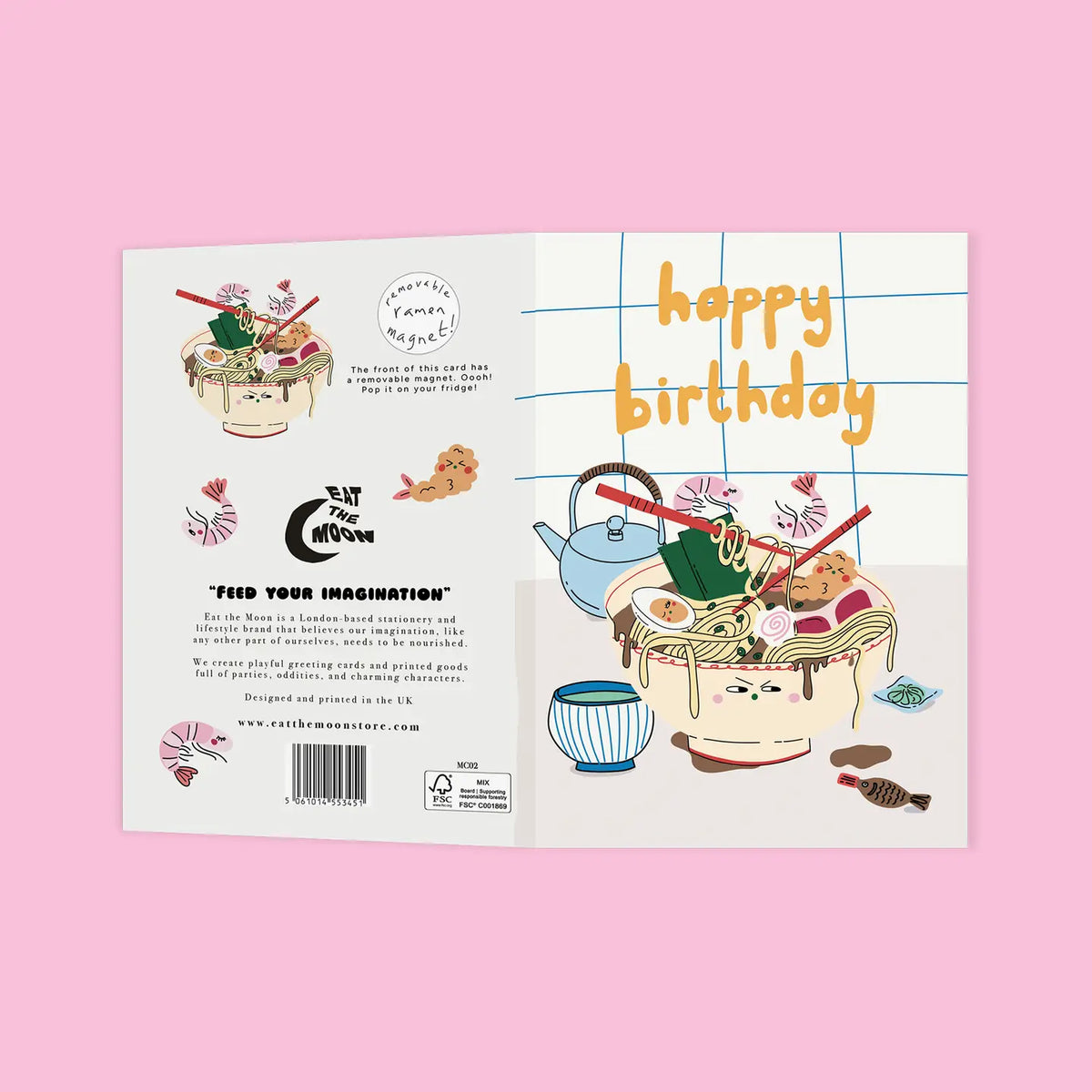Eat the Moon magnet keepsake greetings card Ramen