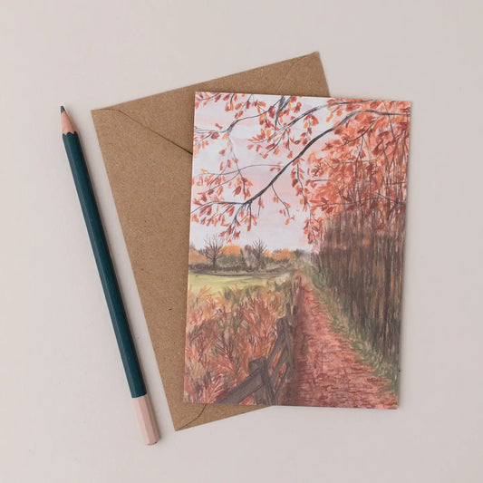 Joy Jen British autumn walk greetings card