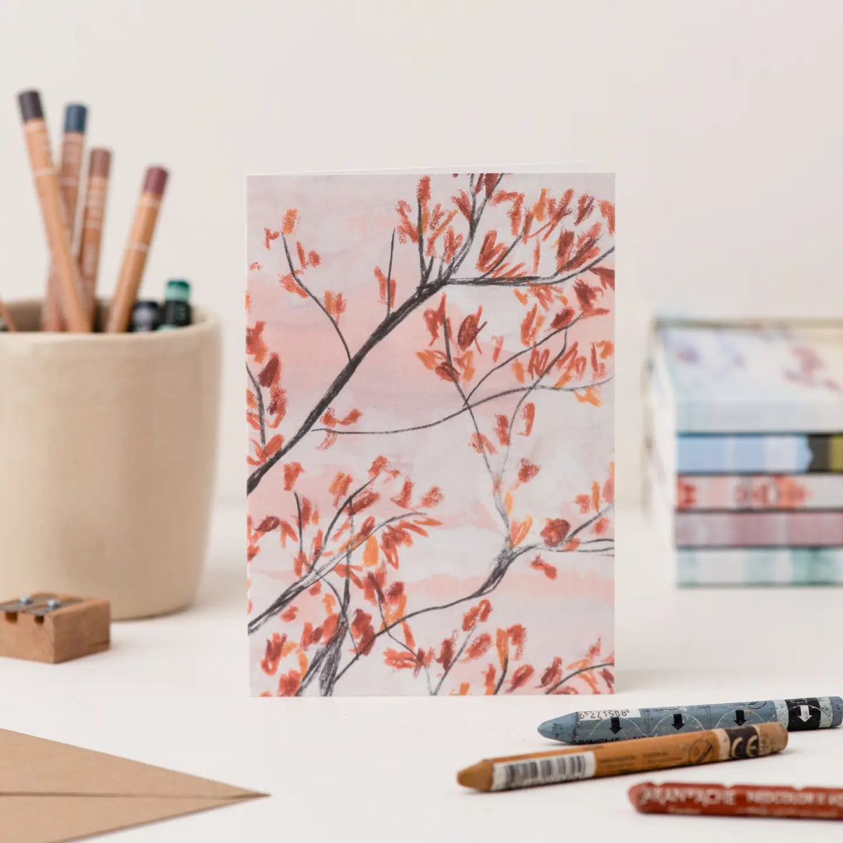 Joy Jen Autumn leaves greetings card