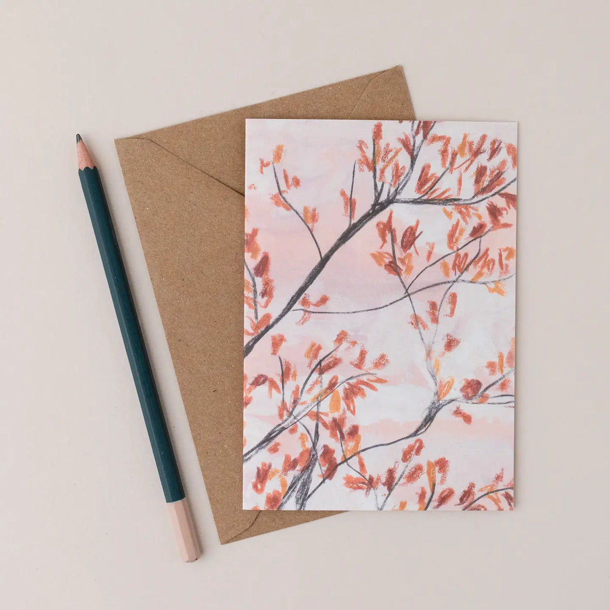 Joy Jen Autumn leaves greetings card