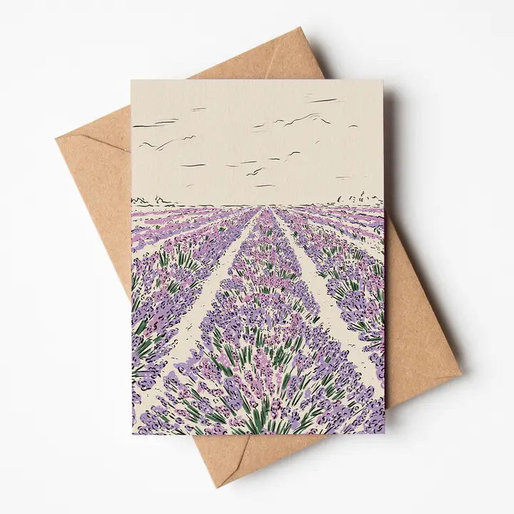 Lavender fields greetings card by Jenna Crush