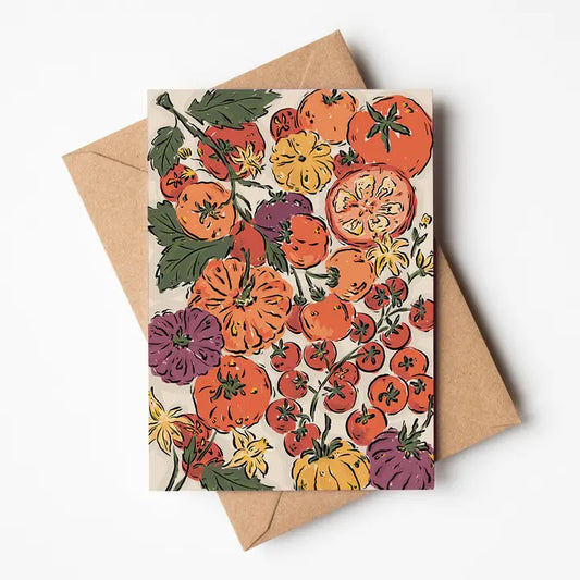 Tomato Harvest greetings card by Jenna Crush