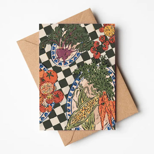 Veggie Platters  greetings card by Jenna Crush