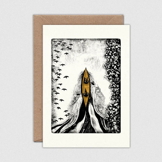 Lake flight  greetings  card by Like Holcombe
