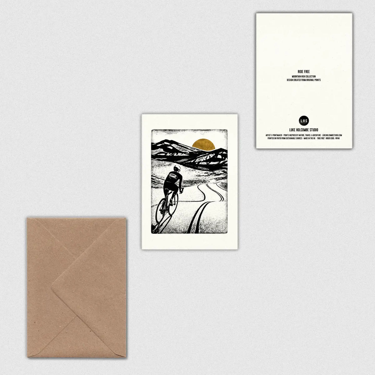 Ride free cycling  greetings  card by Luke Holcombe