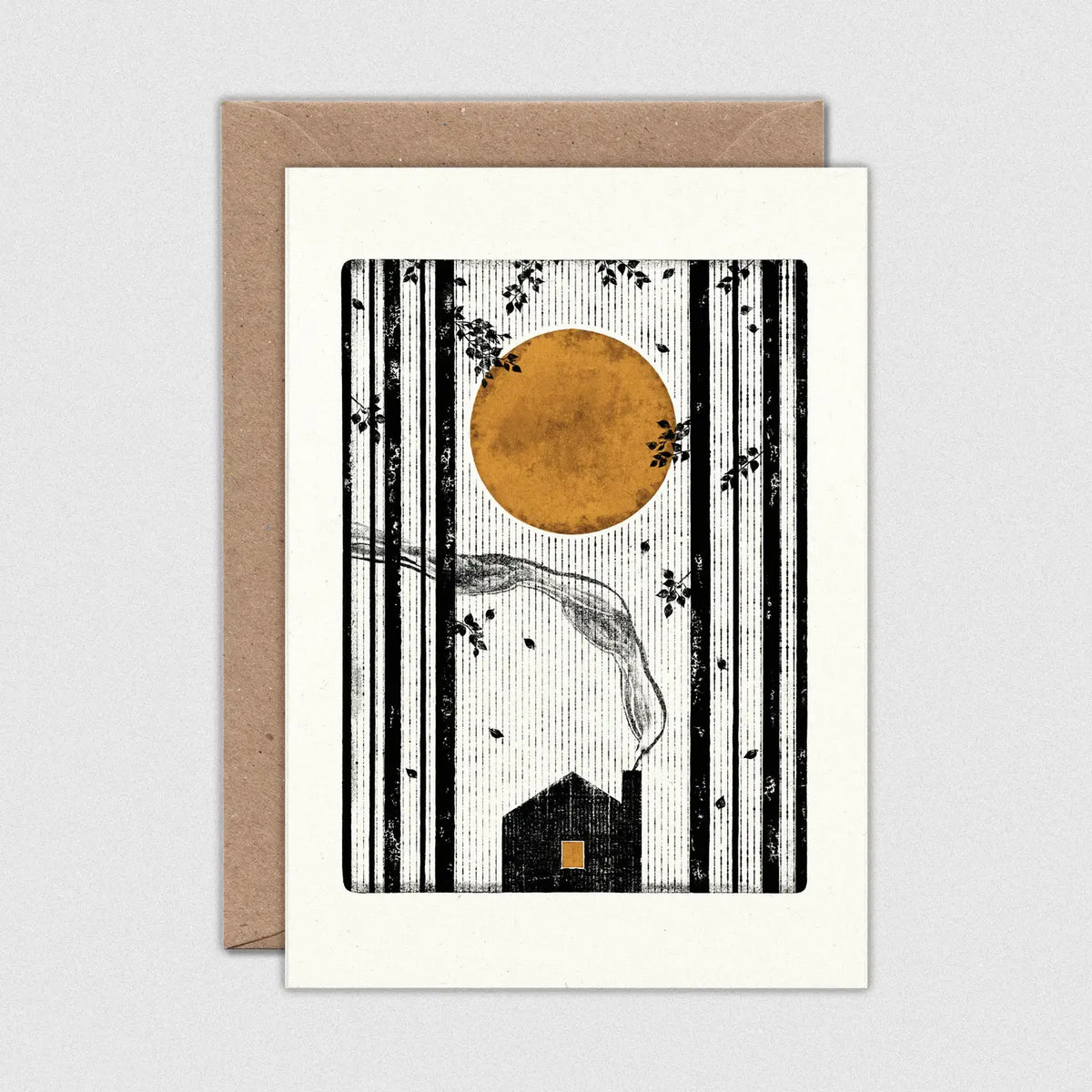 Smoky cabin greetings  card by Luke Holcombe