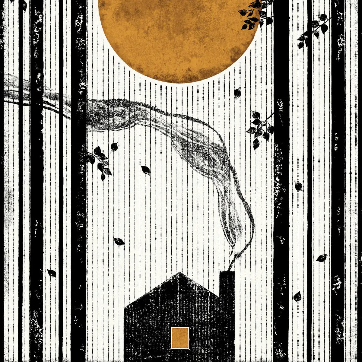 Smoky cabin greetings  card by Luke Holcombe