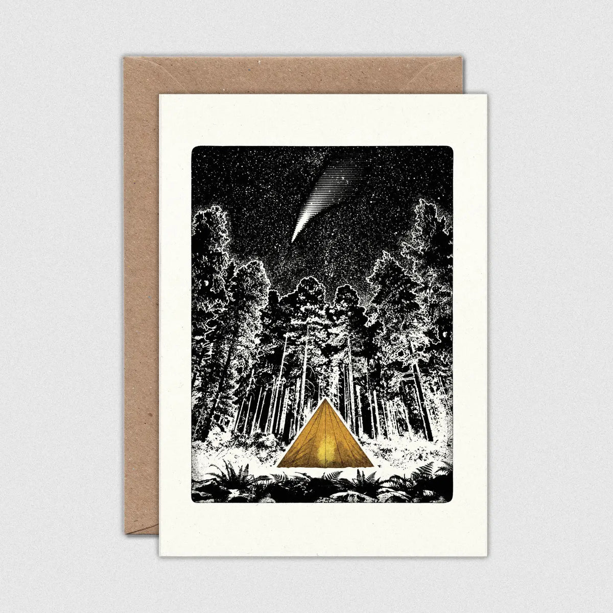 Starry night - wild camping greetings  card by Luke Holcombe