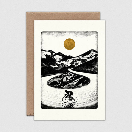 Switchback cycling greetings  card by Luke Holcombe