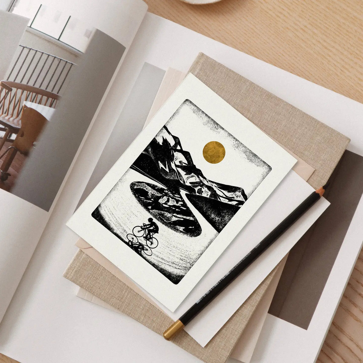 Switchback cycling greetings  card by Luke Holcombe