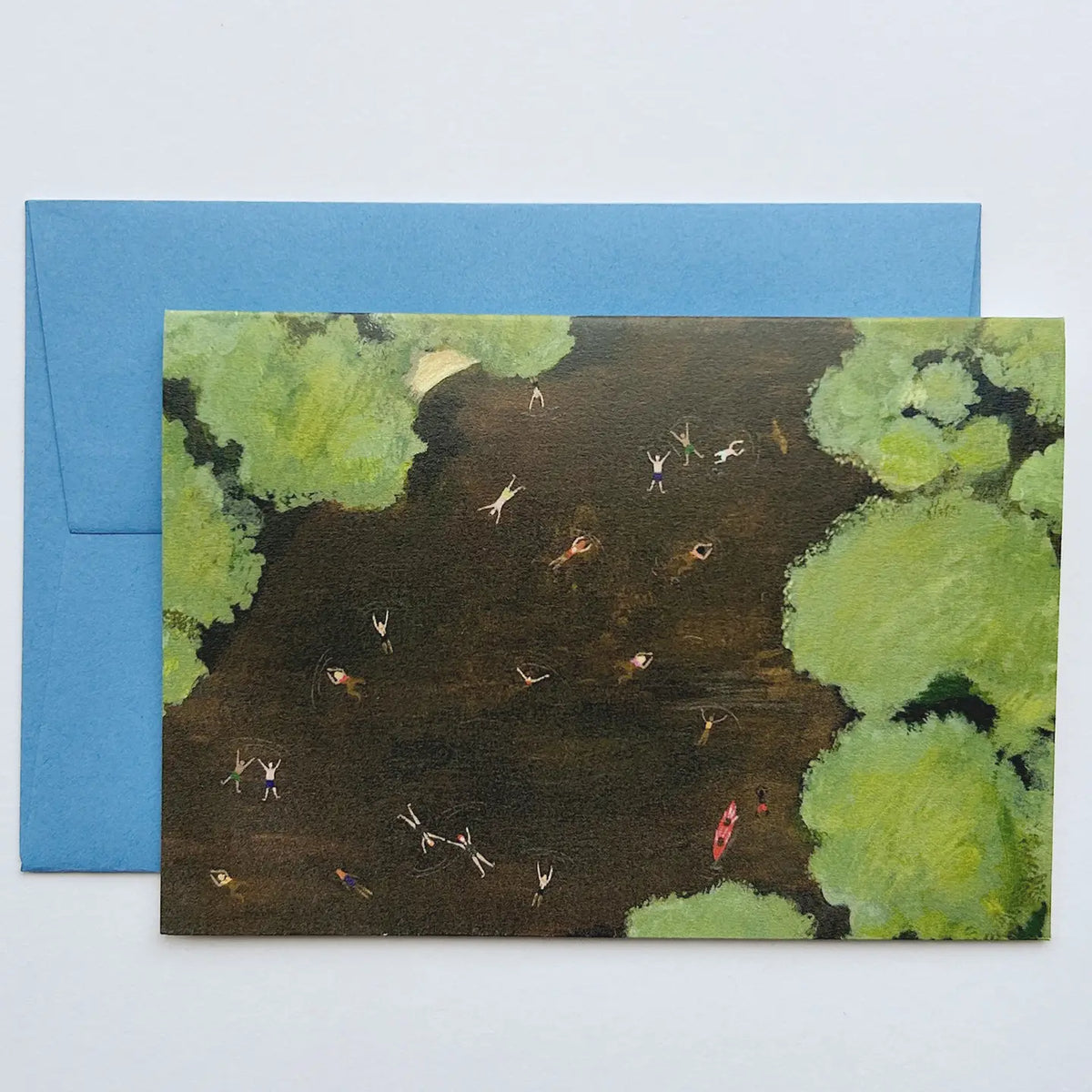 Lake swimming  greetings  card by Peggy & Kate