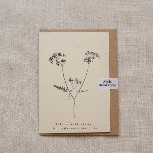 Alicia Breakspear botanical greetings card Cow parsley mini card