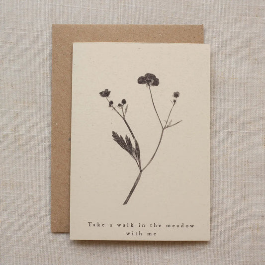 Alicia Breakspear botanical greetings card meadow buttercup a7 mini card