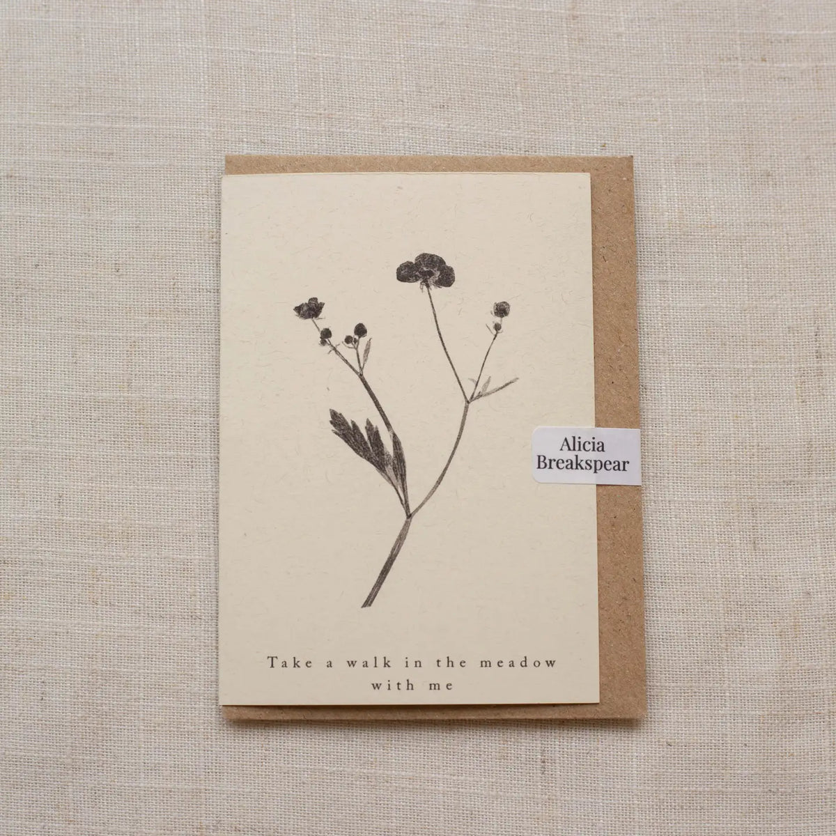 Alicia Breakspear botanical greetings card meadow buttercup a7 mini card