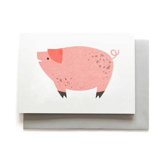 Bobbie Print risoprint mini greetings card - Pig