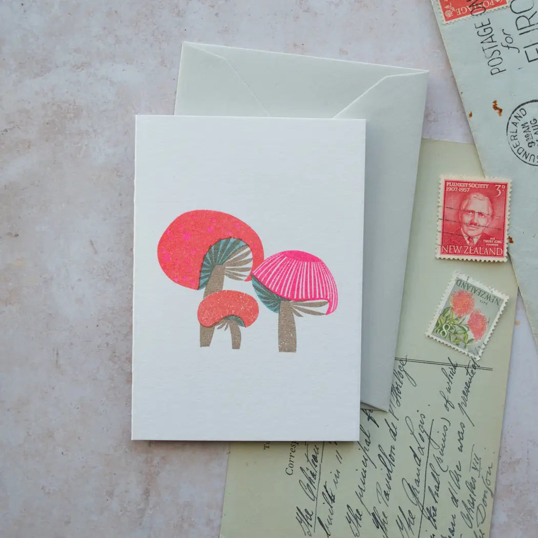 Bobbie Print risoprint mini greetings card - fungi