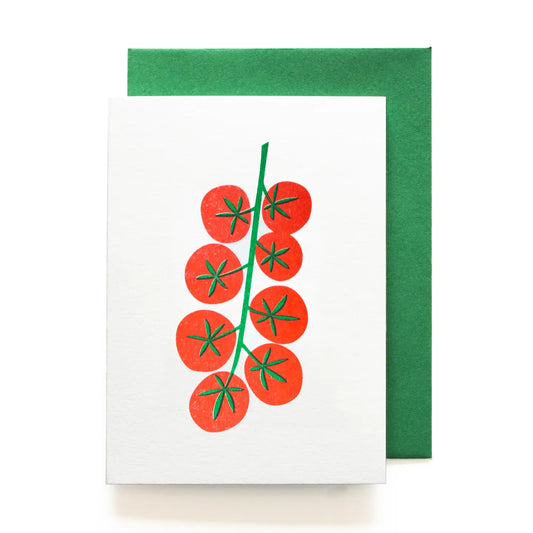 Bobbie Print risoprint mini greetings card - tomato