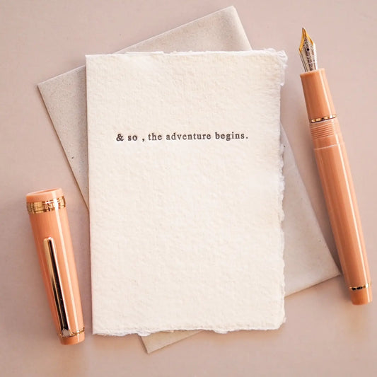 Soch and co letterpress greetings card - and so the adventure begins