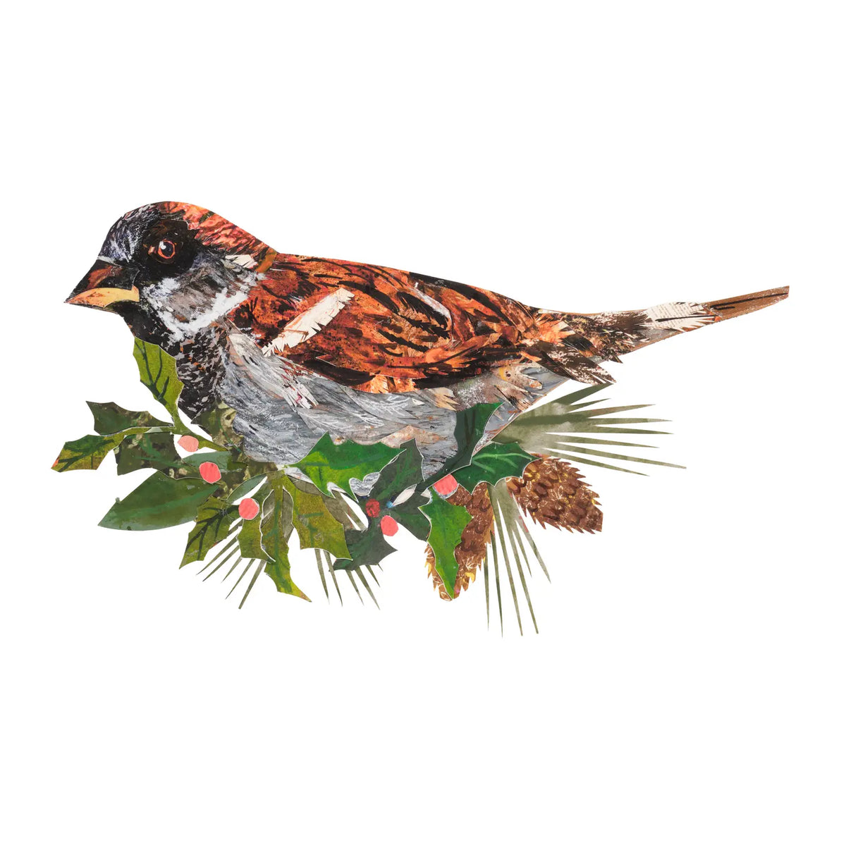 Clare O ‘ Neill Christmas festive sparrow  plywood decoration