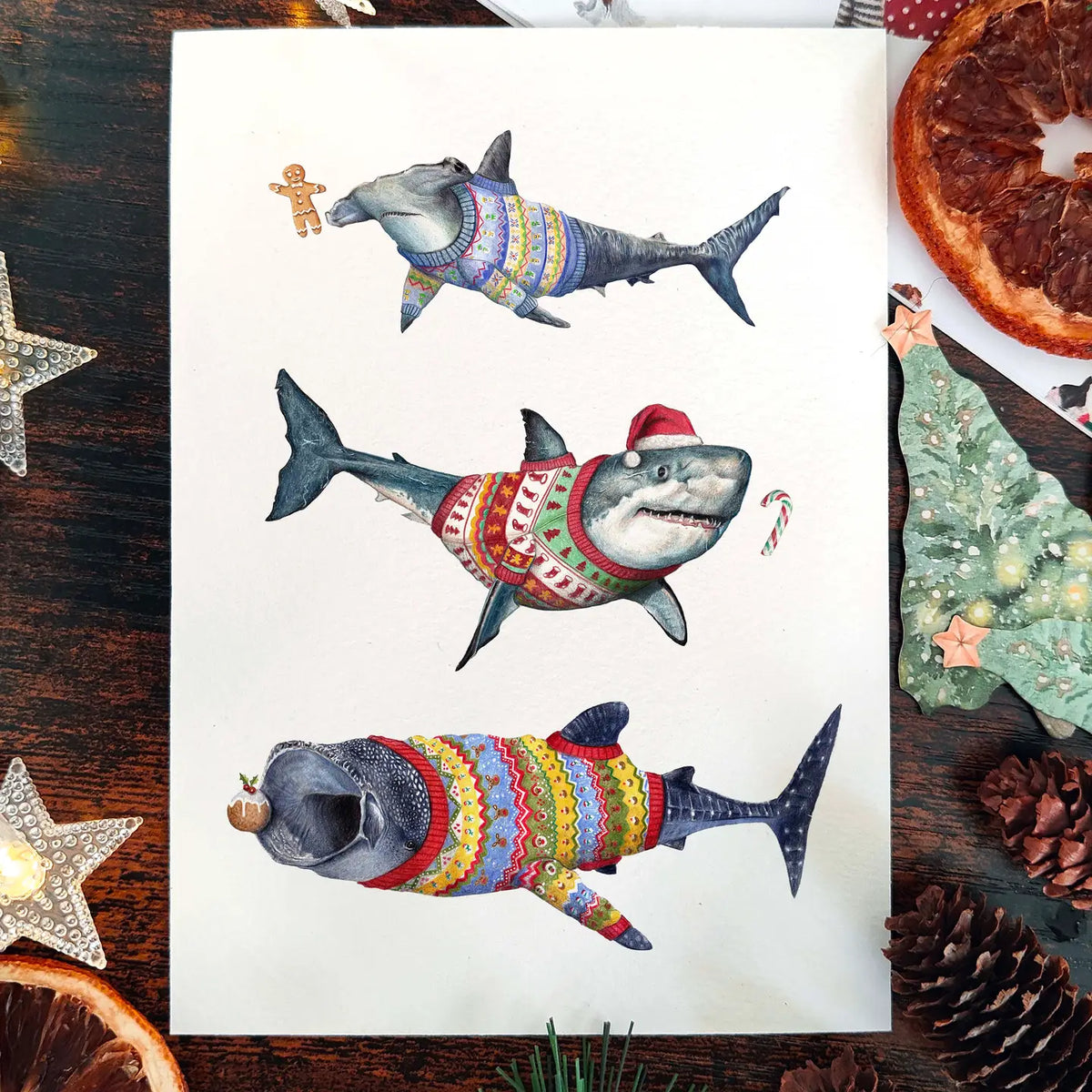Shark Christmas card
