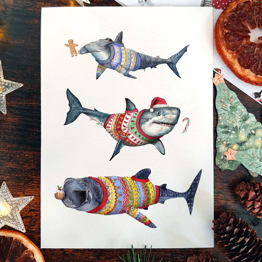 Shark Christmas card