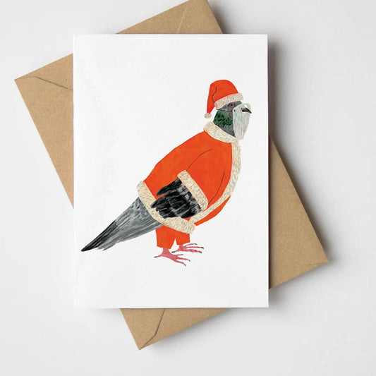 Pigeon Santa mini card by James Barker