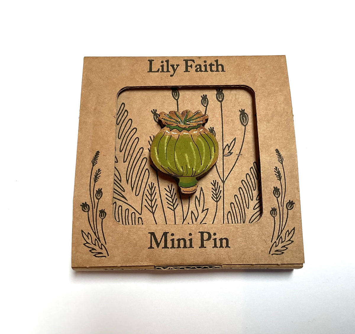 Lily Faith  poppy seed head   brooch