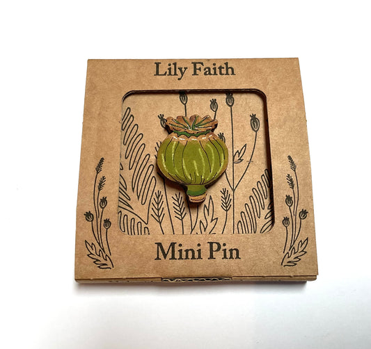 Lily Faith  poppy seed head   brooch